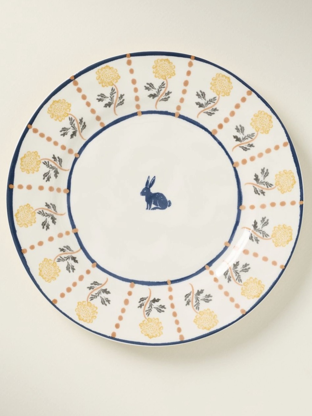 Anthropologie Millie Stoneware Dessert Salad Plate Bunny Rabbit HandPainted